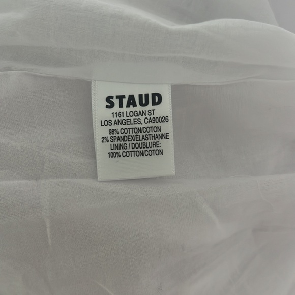 Staud Mini Wells Cotton Stretch Poplin Fit and Flare Dress - Picture 10 of 12